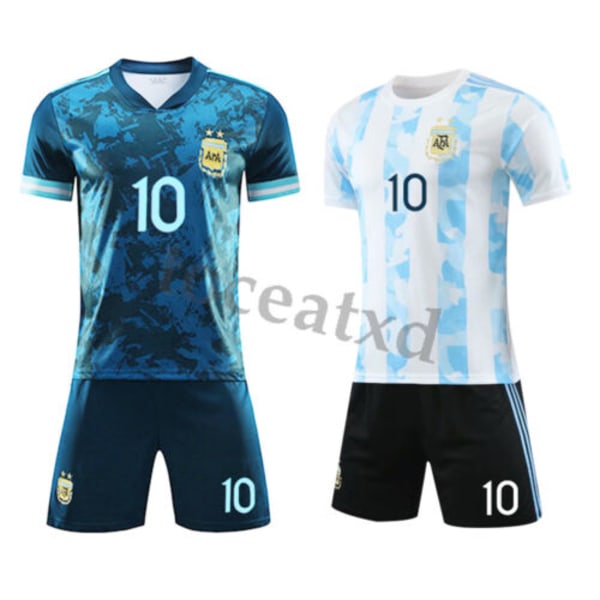 Fotbollsshorts Strumpor Kit Fotbollsträningsdräkter Sportkläder #10 20-21 Argentina Home Kit Messi 150-160CM/28