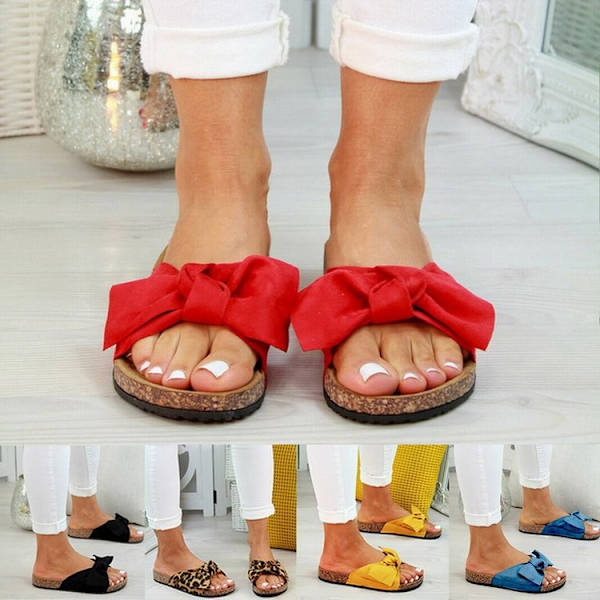 Damsandaler Sommar Casual Temperament Bow Plattform Tofflor Red 39