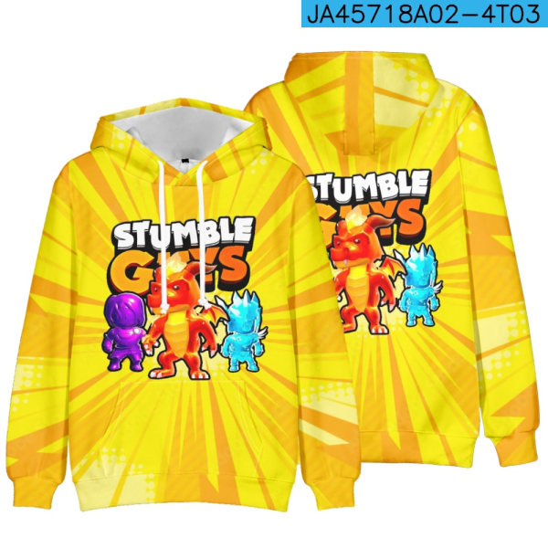 Stumble Guys 3D Print Hoodie Barnkappa Hoodie Ytterkläder 22 140