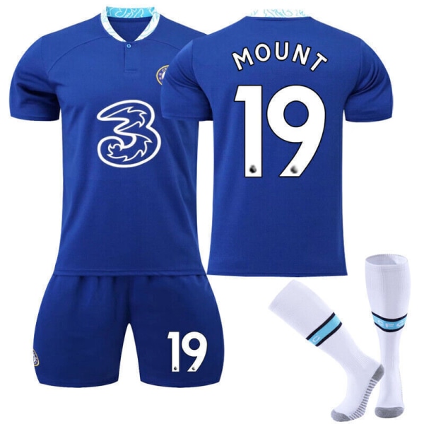 2023 Pojkar Barn Barn Fotbollssats Fotboll Kort Shirt Sock Set chelsea home kit #19 22/(6-7 years)