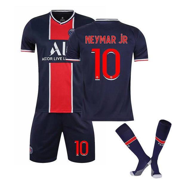 Barn Vuxna Fotbollströja Full Kit Fotbollsträningsdräkt 20 21 PSG Home Neymar 10 Kids 24 (130-140CM)