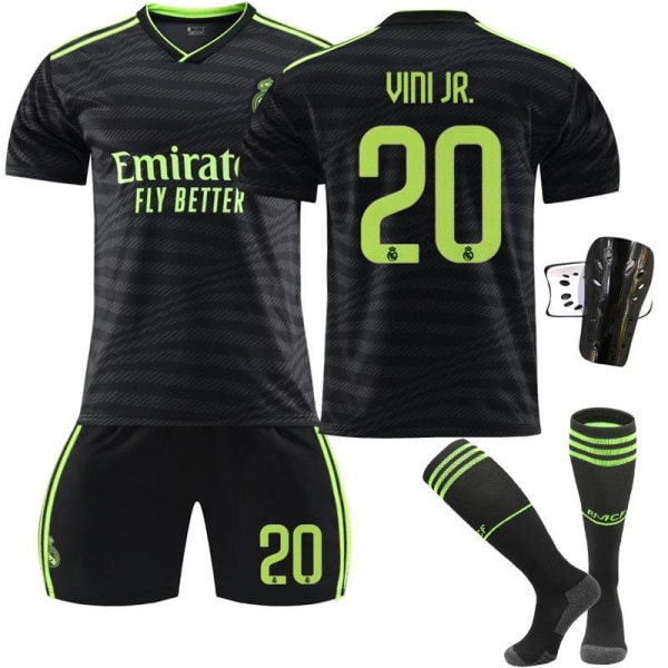 Ny säsong 22-23 Real Madrid Borta fotbollströja Benzema 9 With socks+protect #XL