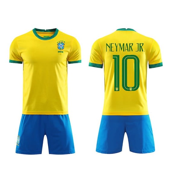 Regenboghorn Barn Fotbollssatser Fotbollströja T-shirt kostym Neymar Brazil 18 (100-110cm)