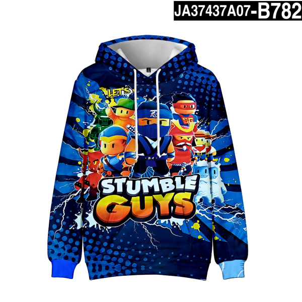 Stumble Guys 3D Print Hoodie Barnkappa Hoodie Ytterkläder 7 130