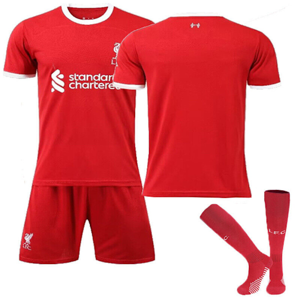 23/24 Barn Hemma Borta Full Kit Pojke Män Kostym Strip Strumpor Kort skjorta liverpool 23/24 home kit #blank adult l