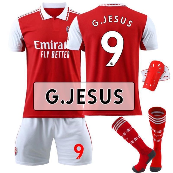 22-23 Arsenal Hemma Fotbollströja för barn nr 8 Ødegaard G.JESUS 9 With sock protect 28