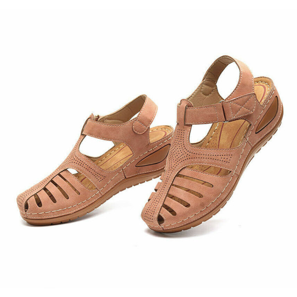 Ortopediska sandaler för kvinnor Stängda tåsulor sommartofflor beige tag size 39=uk 5.5