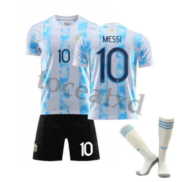 Barnfotbollssats träningsdräkt fotboll kort skjorta strumpa Argentina Home Kit Messi #10 M