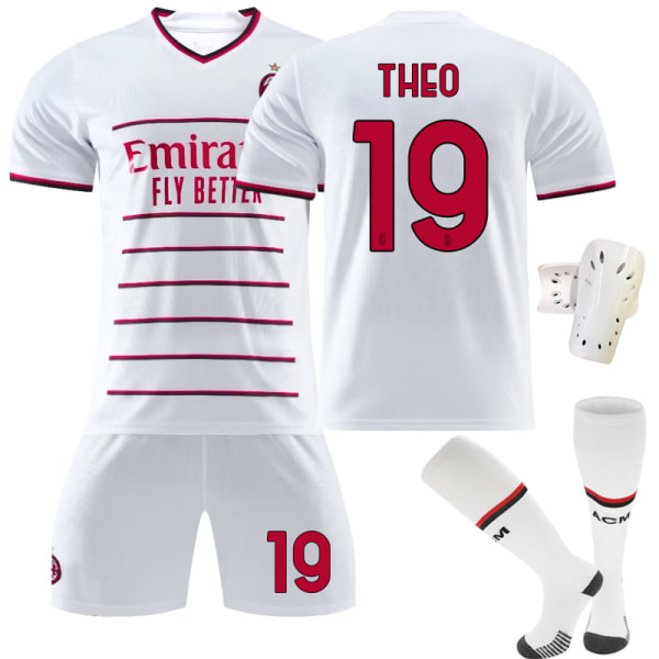 AC Milan bortatröja Rafael Leao fotbollströja för barn THEO 19 With sock protect #M