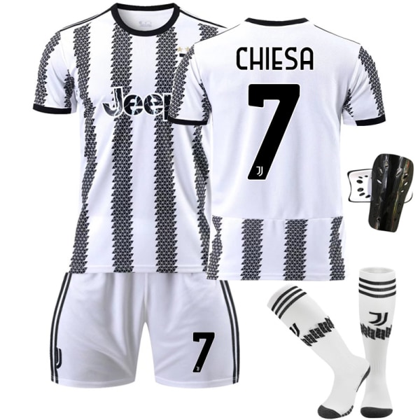 Juventus hemmatröja 22/23 Di Maria fotbollströja för barn Vuxna RONALDO 7 With sock protect #24