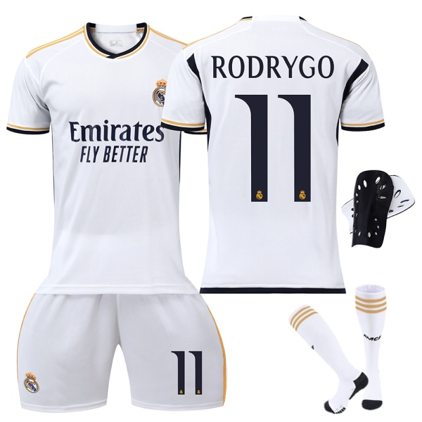 2023-2024 Real Madrid Hemma fotbollströja för barn Vinicius nr. 7 VINI JR RODRYGO 11 24