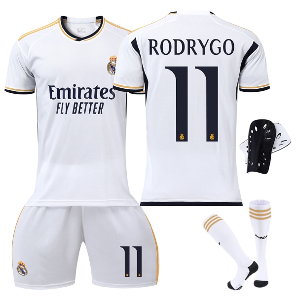 2023-2024 Real Madrid Hemma fotbollströja för barn Vinicius nr. 7 VINI JR RODRYGO 11 M