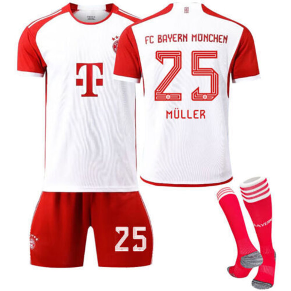 23-24 Vuxna Barn Kit Träningsdräkter Kort skjorta+Shorts+Sock Sport bayern 23/24 home kit #25 #22 (6-7 years)