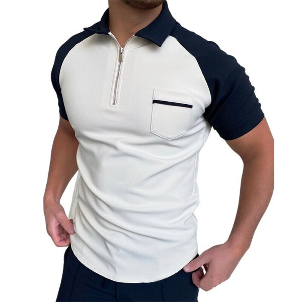 Kortärmad pikétröja för herr Slim Fit Sport Golf Zipper T-shirt white l