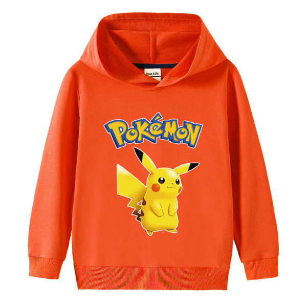 Tecknad Pikachu långärmad hoodie för barn tröja tröja Orange 150cm