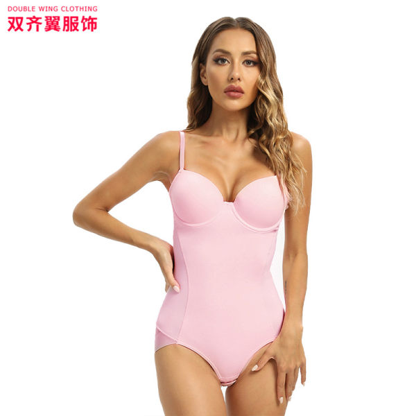 Fashion One-Piece Corset Shaper Fajas Bodysuit för kvinnor Pink S
