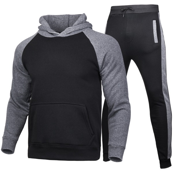 Träningsdräkt för män Huvtröja Byxor Jogging Track Sports Suit Set Dark Grey Tag L=EU M