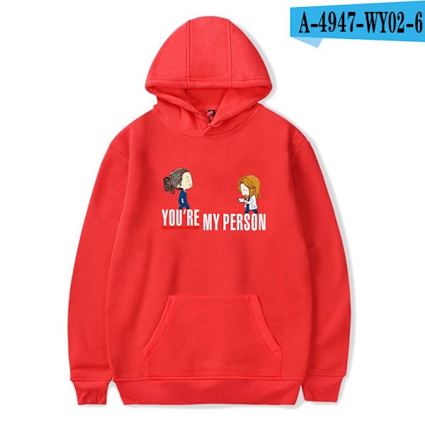Grey's Anatomy American Drama Intern Hoodie Pullover Grafiskt print Luvtröjor Red  D M