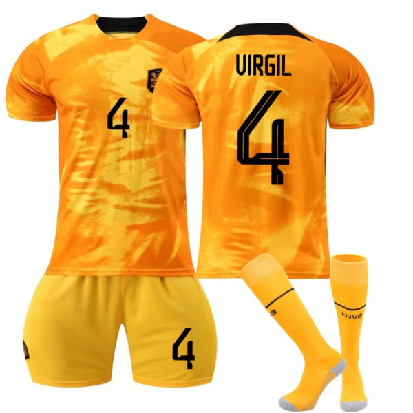 22-23 Nederländerna Home Set #10 #4 #21 T-shirt fotbollsuniform VIRGIL 4 With sock protect #3XL