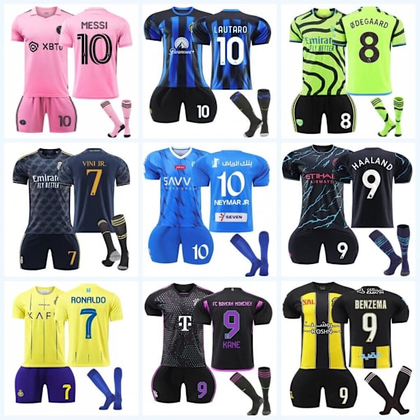 23-24 Barn Fotbollströja Kits Pojkar Träning Sportkläder Skjorta Shorts Strumpor al-ittihad 23/24 home kit #7 #24 (8-9 years)