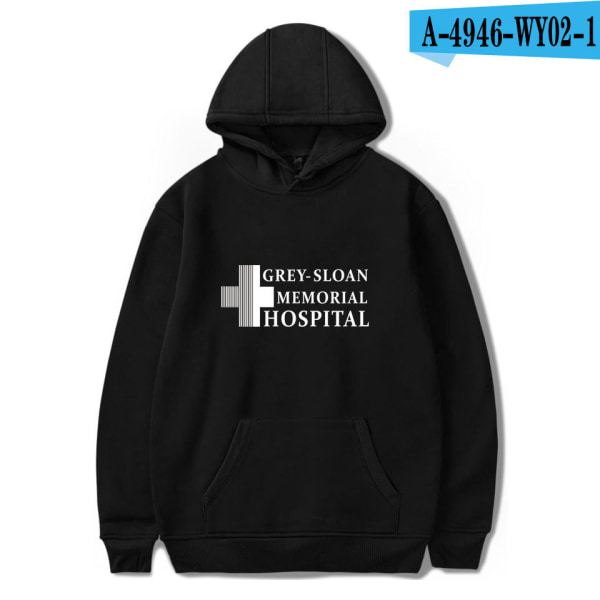 Grey's Anatomy American Drama Intern Hoodie Pullover Grafiskt print Luvtröjor Black C XL