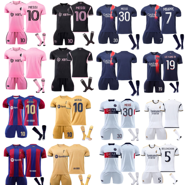 23&24 Herrpaket Träning Barnset Toppar & shorts & strumpor Sportkläder Kostymer med logotyper 23/24 barcelona home kit #10 #16(3-4 years)