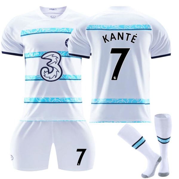 Chelsea F.C bortatröja 22-23 Kante fotbollströja för barn Kante 7 With socks #2XL