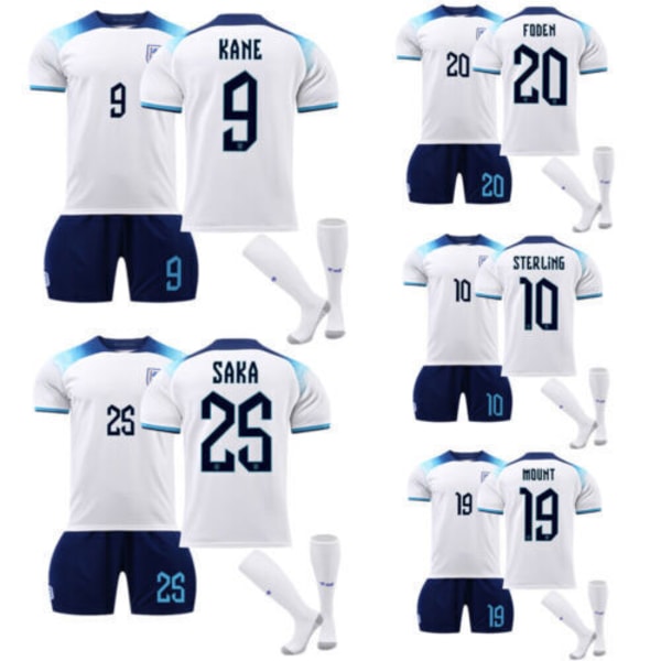 22/23 England Home Kit Barn Pojkar Fotboll Fotboll Träningsdräkter grealish #7 8-9 years  #24