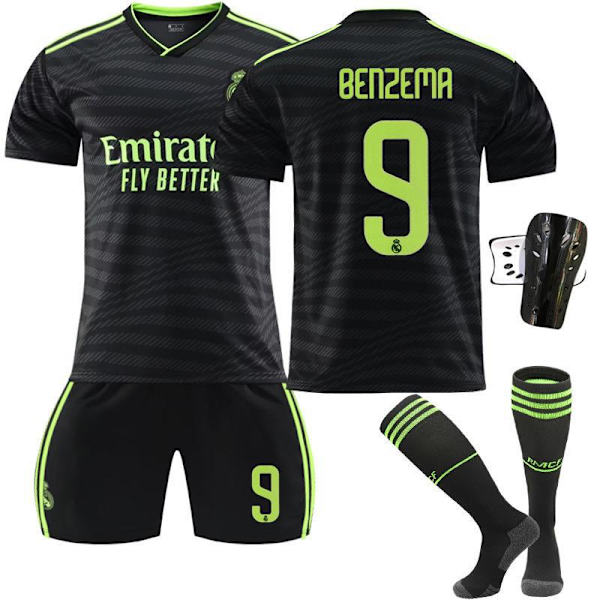 Ny säsong 22-23 Real Madrid Borta fotbollströja Camavingr  With socks+protect #M