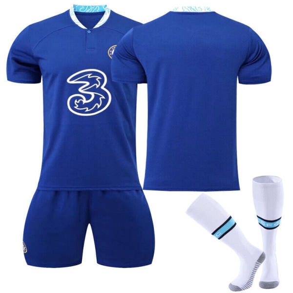 2023 Pojkar Barn Barn Fotbollssats Fotboll Kort Shirt Sock Set chelsea home kit blank 26/(10-11 years)