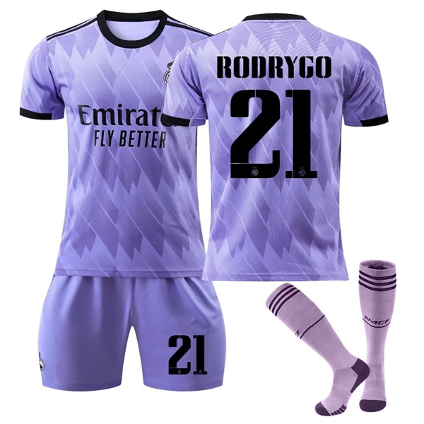 22/23 Real-Madrid bortatröjor Barn Pojkar Fotbollssatser Träningsdräkt Sportkläder 22/23 rmd away #7 22