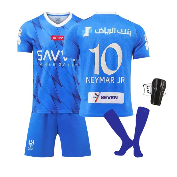 23-24 Al-Hilal Saudi FC Barnhem fotbollströja nr 10 Neymar Neymar 10+socks+sky M