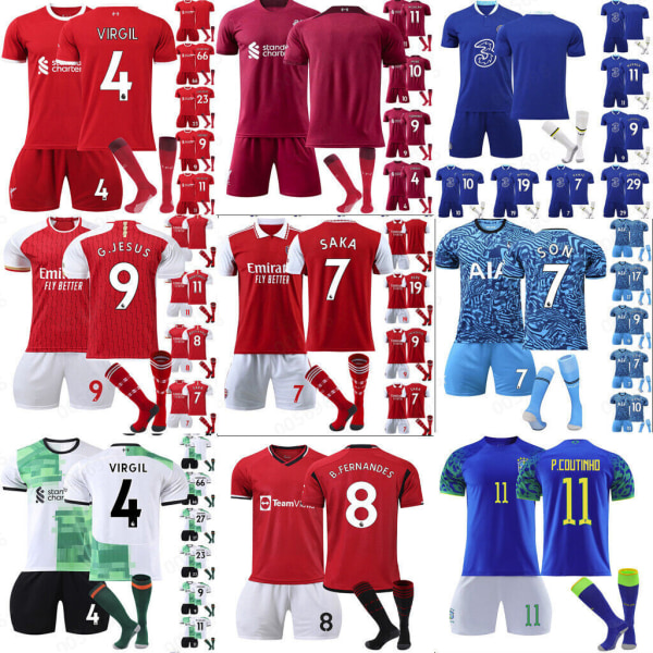 23/24 Jersey Set Vuxen Barn T-shirt kostym Fotbollssatser Fotboll träningströja Topp 22/23 chelsea-home#10 26 (10-11 years)