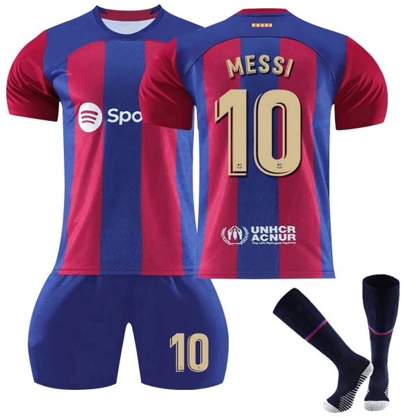 23-24 Boys Kids Kits Träningskort tröja Strumpkostymer Sport Short Top Jersey 23/24 barcelona home #10 28（12-13years）