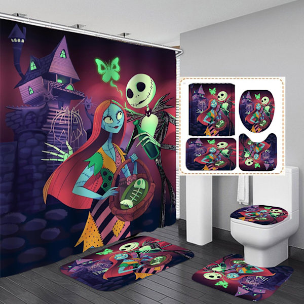 4st Nightmare Before Christmas Duschdraperi Set jy-174 3PCS