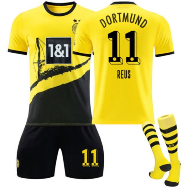 23-24 Kids Kits Träningsdräkter Kort skjorta+shorts+socka sportset dortmund 23/24 home kit #11 #22 (6-7 years)