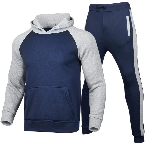 Träningsdräkt för män Huvtröja Byxor Jogging Track Sports Suit Set Navy Blue Tag 3XL=EU 2XL