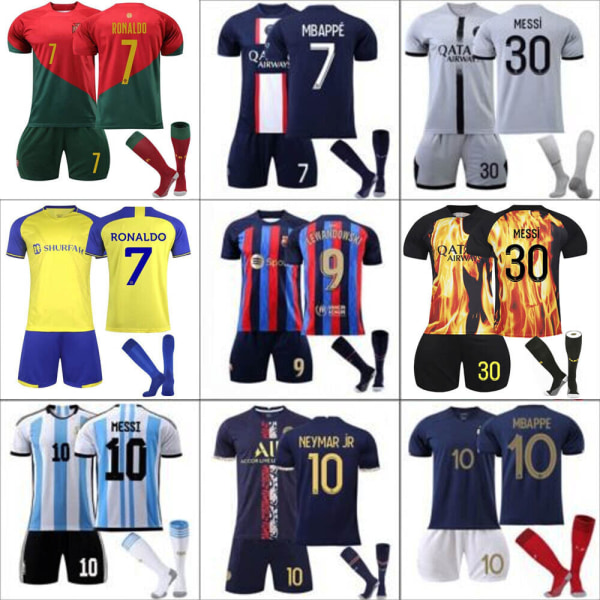 23-24 Boys Kids Kits Träningskort tröja Strumpkostymer Sport Short Top Jersey 22/23 portugal home #7 26（10-11years）