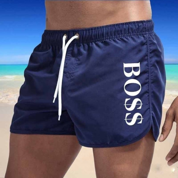 Boss Casual Fashion Strandshorts för män Badshorts Navy Blue L