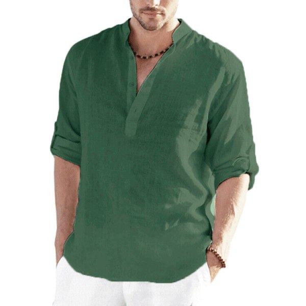 Strandskjortor i massiv linne för män Bomull Casual Lös sommarskjorta apricot l
