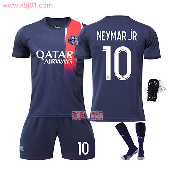 2324新赛季巴黎圣日耳曼足球服30梅西10内马尔7号姆巴佩球衣套装 Neymar JR 10 With socks+protect #28