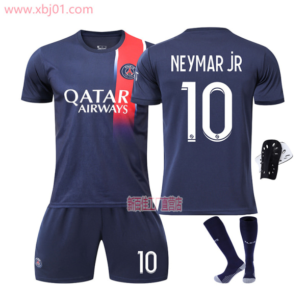 2324新赛季巴黎圣日耳曼足球服30梅西10内马尔7号姆巴佩球衣套装 Neymar JR 10 With socks+protect XS