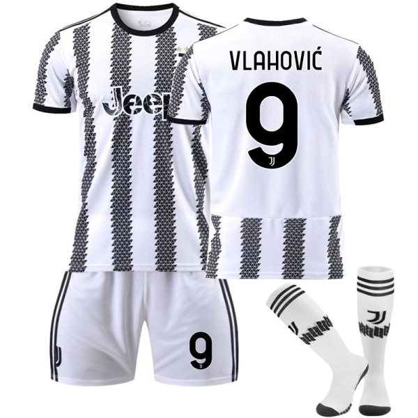 Juventus hemmatröja 22/23 Di Maria fotbollströja för barn Vuxna VLAHOVIC 9 With sock #24