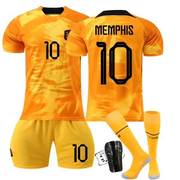 22-23 Nederländerna Home Set #10 #4 #21 T-shirt fotbollsuniform MEMPHIS 10 With sock protect #M