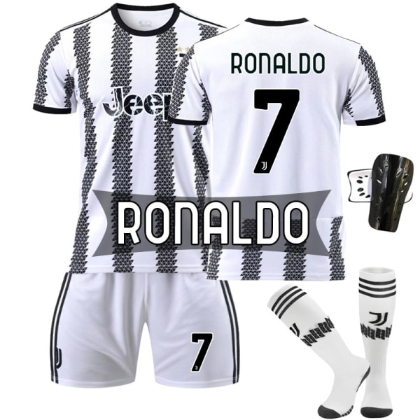 Juventus hemmatröja 22/23 Di Maria fotbollströja för barn Vuxna RONALDO 7 With sock protect #24