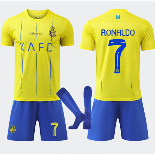 2023-2024 Al-Nassr FC Fotbollsdräkter för barn nr 7 Ronaldo No.7 Ronaldo M