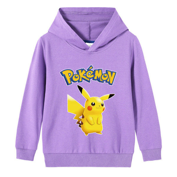 Tecknad Pikachu långärmad hoodie för barn tröja tröja Purple 120cm