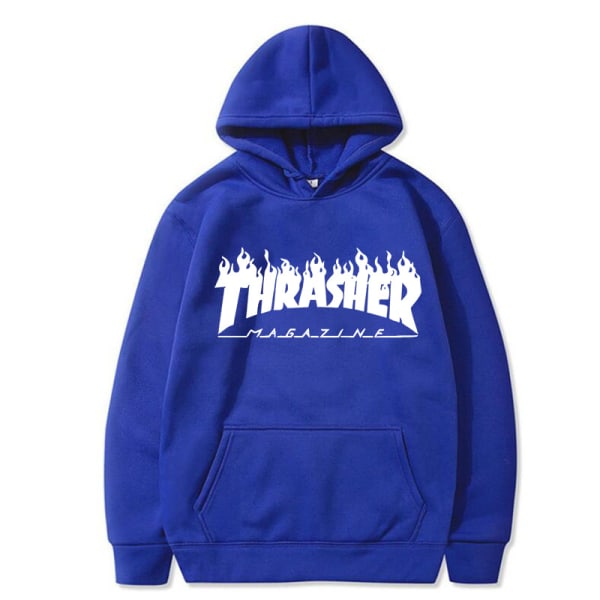 Unisex Thrasher Hoodie Printed Sweatshirt Hoodie med dragsko Blue S