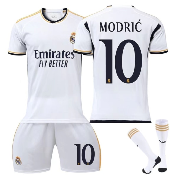 23-24 Real Madrid Hemma fotbollströja för barn Vinicius nr. 7 VINI JR MODRIC 10 16
