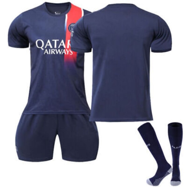 23-24 Vuxna Barn Kit Träningsdräkter Kort skjorta+Shorts+Socka Sportset psg 23/24 home kit #blank s